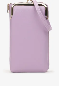 Fioletowy Portfel o Fasonie Małej Torebki z Cienkim Paskiem i Ozdobną Portmonetką Vayce