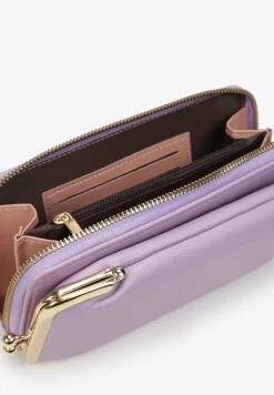 Fioletowy Portfel o Fasonie Małej Torebki z Cienkim Paskiem i Ozdobną Portmonetką Vayce