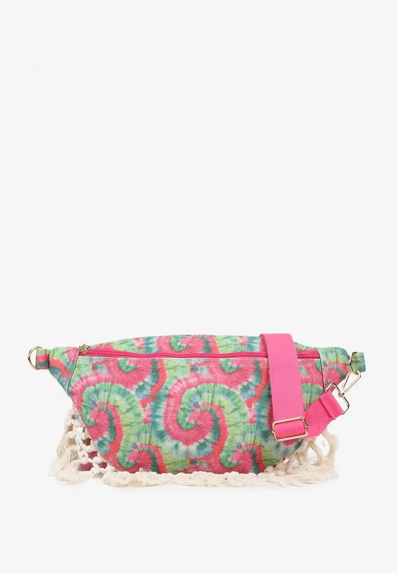 Fuksjowa Nerka z Dodatkową Kieszonką Wewnątrz Ozdobiona Frędzlami Humubia