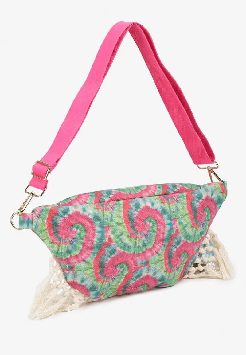 Fuksjowa Nerka z Dodatkową Kieszonką Wewnątrz Ozdobiona Frędzlami Humubia