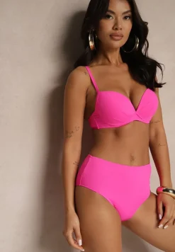 Fuksjowe Basicowe Bikini Biustonosz i Majtki Figi Natonea