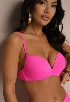 Fuksjowe Basicowe Bikini Biustonosz i Majtki Figi Natonea