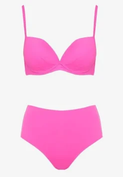 Fuksjowe Basicowe Bikini Biustonosz i Majtki Figi Natonea