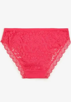 Fuksjowe Bawełniane Majtki Figi z Ozdobną Koronką Lemmer