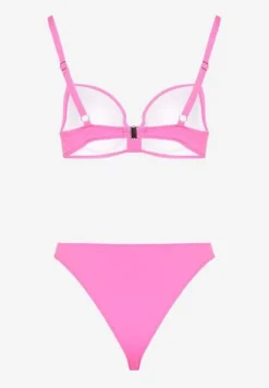 Fuksjowe Bikini Biustonosz i Majtki Figi z Aplikacją z Cyrkoniami Nateria