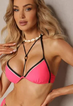 Fuksjowe Bikini Dwuczęściowe Wiązany Biustonosz i Figi ze Sznurkami Lutella