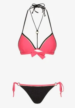 Fuksjowe Bikini Dwuczęściowe Wiązany Biustonosz i Figi ze Sznurkami Lutella