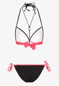 Fuksjowe Bikini Dwuczęściowe Wiązany Biustonosz i Figi ze Sznurkami Lutella