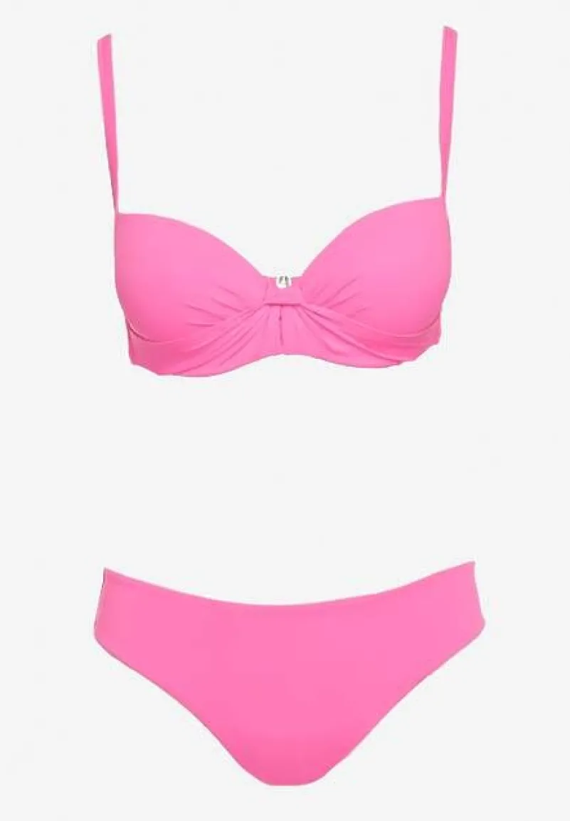 Fuksjowe Bikini Komplet Dwuczęściowy Biustonosz z Usztywnionymi Miseczkami Majtki Typu Figi Wistella