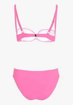 Fuksjowe Bikini Komplet Dwuczęściowy Biustonosz z Usztywnionymi Miseczkami Majtki Typu Figi Wistella