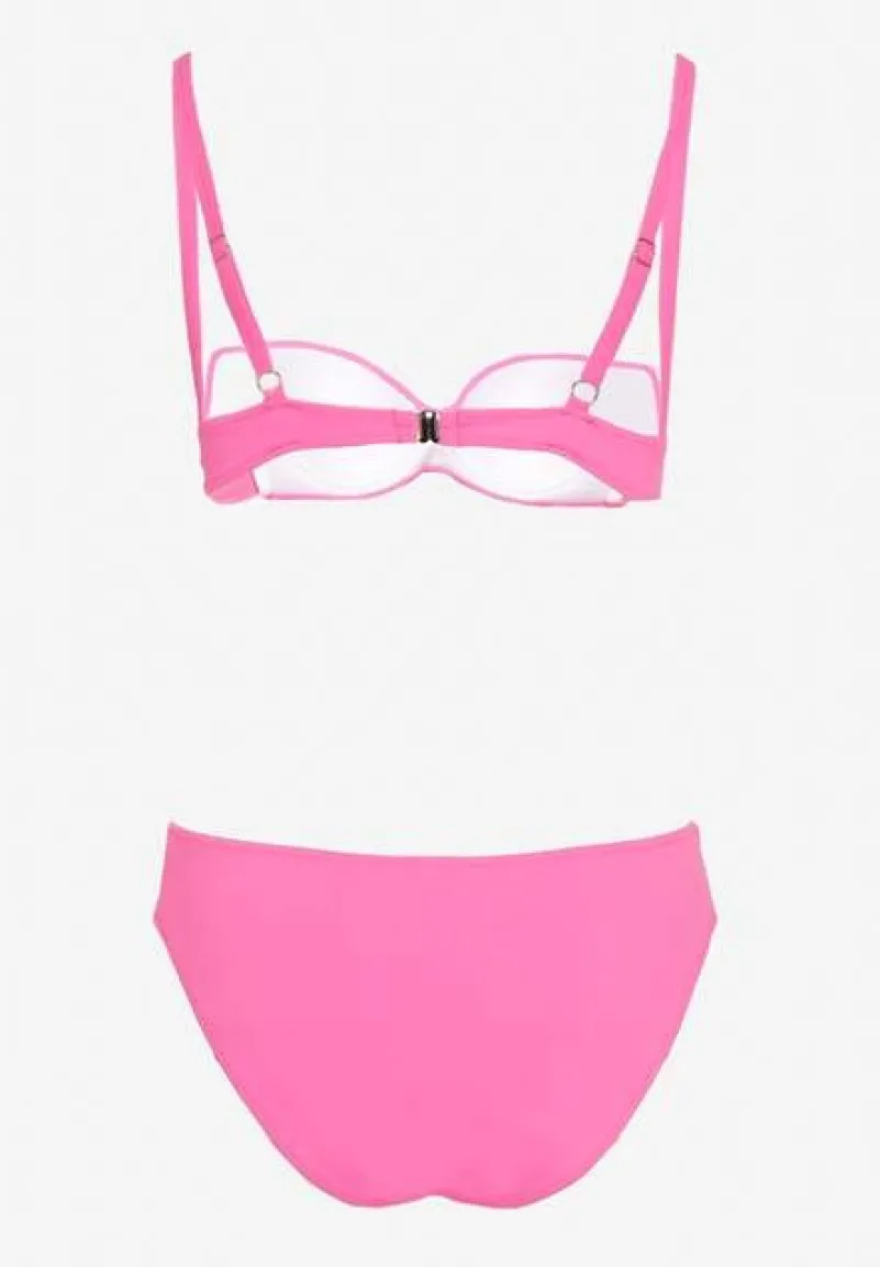 Fuksjowe Bikini Komplet Dwuczęściowy Biustonosz z Usztywnionymi Miseczkami Majtki Typu Figi Wistella