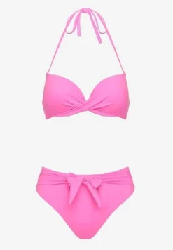 Fuksjowe Bikini Majtki Figi i Biustonosz Ozdobione Wiązaniem Saniorie