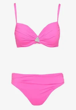 Fuksjowe Bikini Majtki Figi Biustonosz z Trójkątną Aplikacją Natizeria