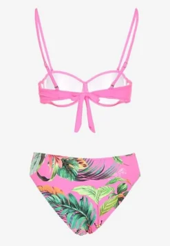 Fuksjowe Bikini Majtki Figi i Biustonosz z Metalicznymi Aplikacjami Natorea