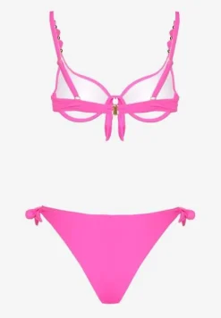 Fuksjowe Bikini Majtki i Biustonosz z Wiązaniem Sadeenne