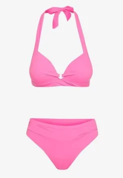 Fuksjowe Bikini Majtki Typu Figi i Biustonosz z Usztywnianymi Miseczkami Pilalana