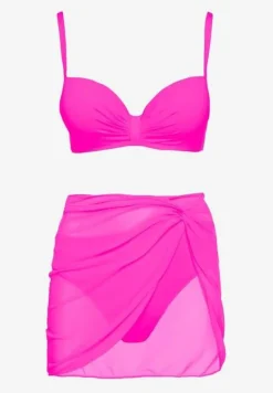 Fuksjowe Bikini Majtki Typu Figi Marszczony Biustonosz i Pareo Natovena