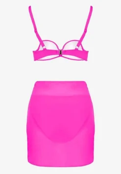 Fuksjowe Bikini Majtki Typu Figi Marszczony Biustonosz i Pareo Natovena