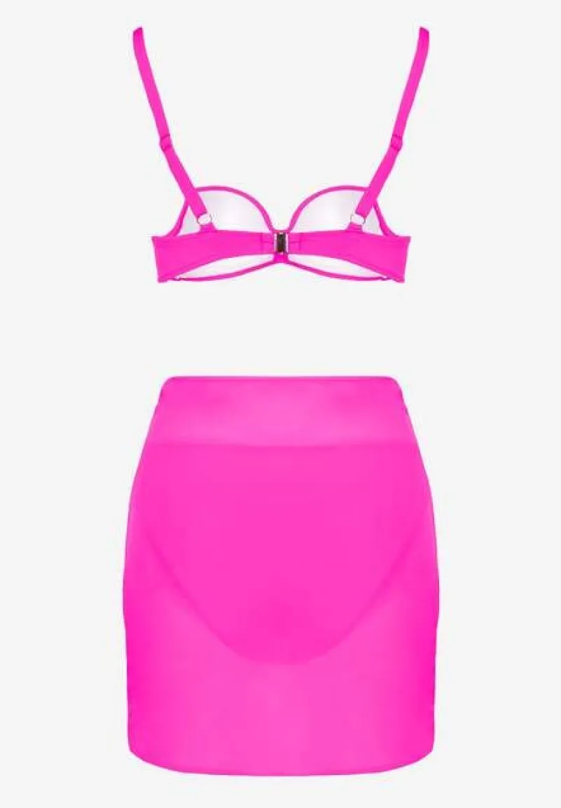 Fuksjowe Bikini Majtki Typu Figi Marszczony Biustonosz i Pareo Natovena