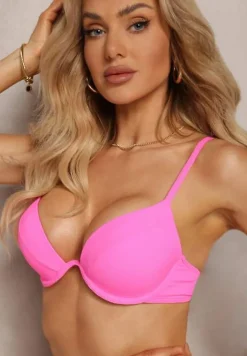 Fuksjowe Bikini Usztywniany Biustonosz z Zapięciem z Tyłu i Majtkami Figami Ermarie