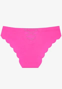 Fuksjowe Majtki Bezszwowe Ozdobione Cyrkoniami i Falbanką Pillissea