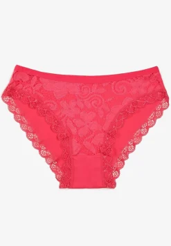 Fuksjowe Majtki Figi z Koronką z Elastycznej Bawełny Wiabelia
