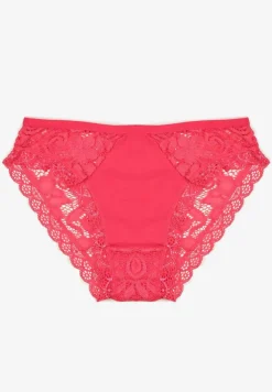 Fuksjowe Majtki Typu Figi Ozdobione Koronkowymi Wstawkami Omikka