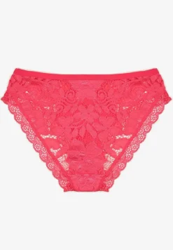 Fuksjowe Majtki Typu Figi Ozdobione Koronkowymi Wstawkami Omikka