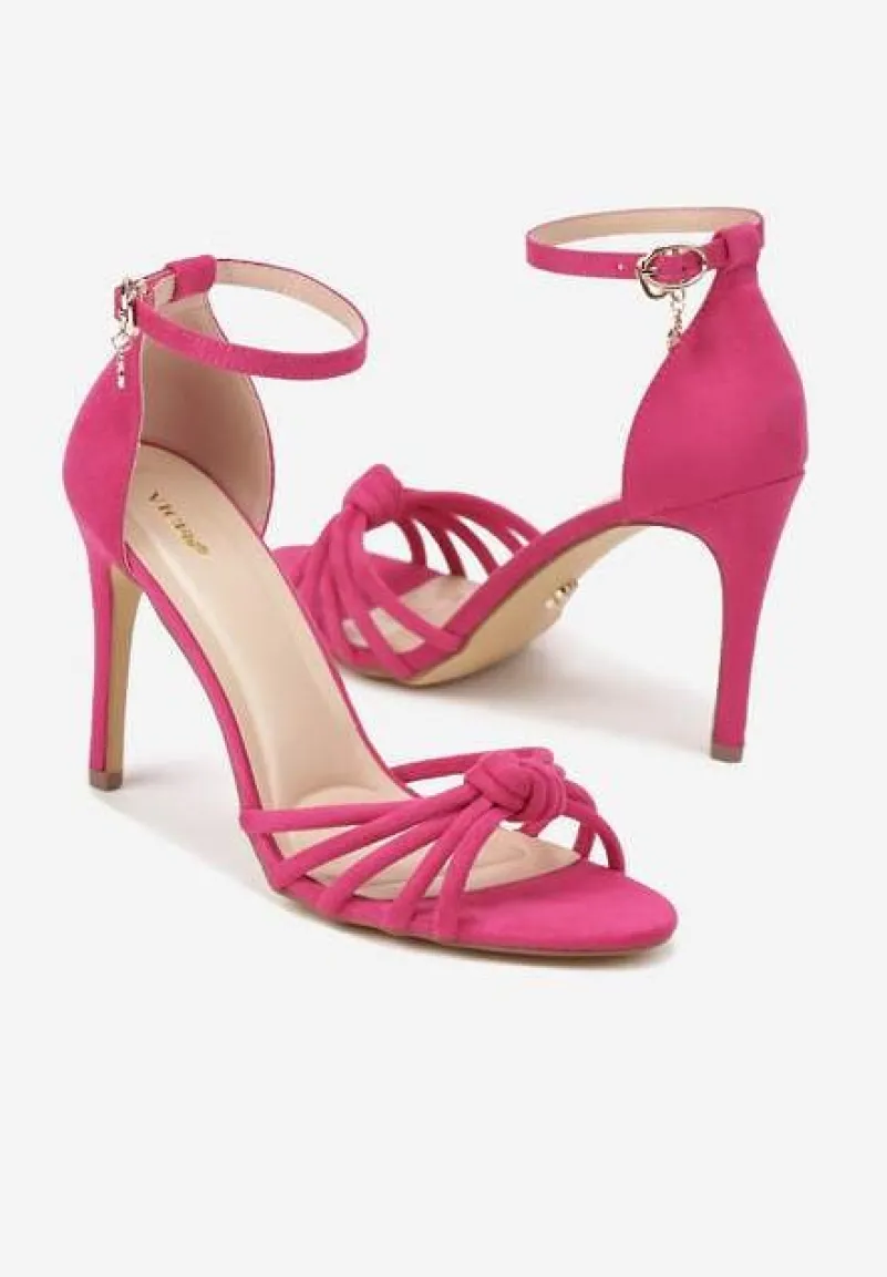 Fuksjowe Sandały na Szpilce Vices z Ozdobnym Supłem Crinellia