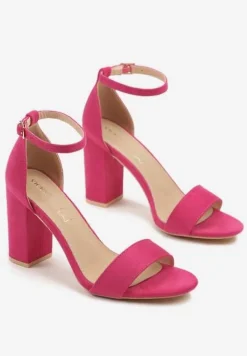 Fuksjowe Sandały Vices na Słupku z Wkładką ze Skóry Naturalnej Avelhira