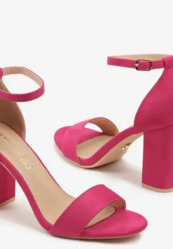 Fuksjowe Sandały Vices na Słupku z Wkładką ze Skóry Naturalnej Avelhira