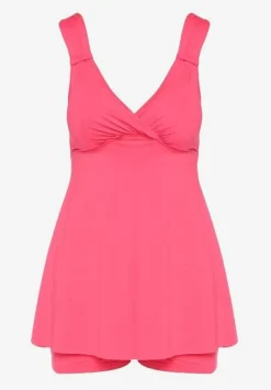 Fuksjowe Tankini Bandeau Dwuczęściowe z Długim Topem i Szortami Marivona