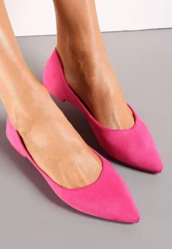 Fuksjowe Wsuwane Balerinki na Płaskiej Podeszwie Brooklyne