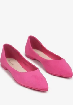 Fuksjowe Wsuwane Balerinki na Płaskiej Podeszwie Brooklyne