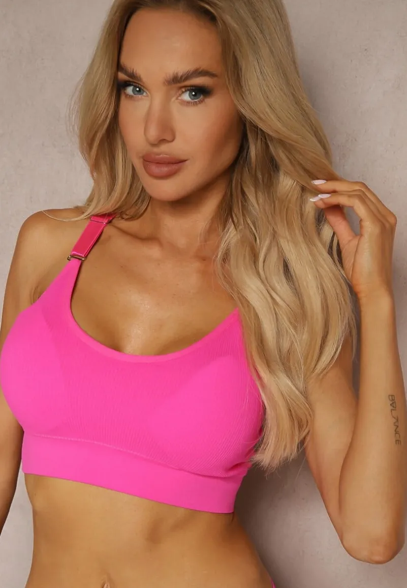 Fuksjowy Biustonosz w Typie Sportowego Topu z Koronką Nevenelle