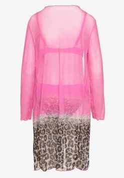 Fuksjowy Komplet Bikini Majtki Figi Biustonosz i Narzutka w Panterkę Paselina