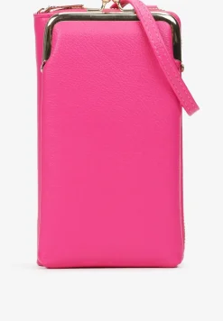 Fuksjowy Portfel o Fasonie Małej Torebki z Cienkim Paskiem i Ozdobną Portmonetką Vayce