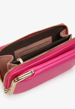 Fuksjowy Portfel o Fasonie Małej Torebki z Cienkim Paskiem i Ozdobną Portmonetką Vayce