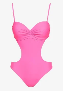 Fuksjowy Strój Kąpielowy Jednoczęściowy z Wycięciami w Talii i na Plecach Tovantia