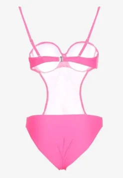 Fuksjowy Strój Kąpielowy Jednoczęściowy z Wycięciami w Talii i na Plecach Tovantia