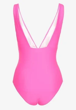 Fuksjowy Strój Kąpielowy Jednoczęściowy Ozdobiony Aplikacją Kwiatu 3D z Usztywnieniem Seliris