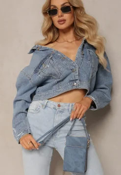 Granatowa Mała Torebka na Ramię z Trzema Komorami na Zamek Błyskawiczny Nulive