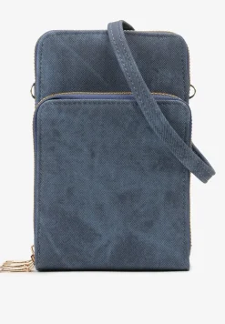 Granatowa Mała Torebka na Ramię z Trzema Komorami na Zamek Błyskawiczny Nulive