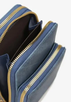 Granatowa Mała Torebka na Ramię z Trzema Komorami na Zamek Błyskawiczny Nulive