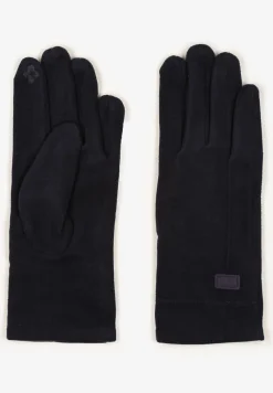 Granatowe Rękawiczki Zimowe z Bawełną Ozdobione Aplikacją Gralemi