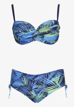 Granatowe Bikini Dwuczęściowe Usztywniany Biustonosz Majtki Figi Seteria