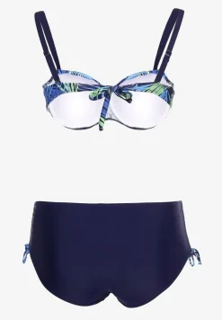 Granatowe Bikini Dwuczęściowe Usztywniany Biustonosz Majtki Figi Seteria