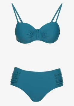 Granatowe Bikini Figi i Usztywniany Biustonosz z Marszczeniem Vintelle
