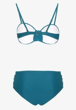 Granatowe Bikini Figi i Usztywniany Biustonosz z Marszczeniem Vintelle