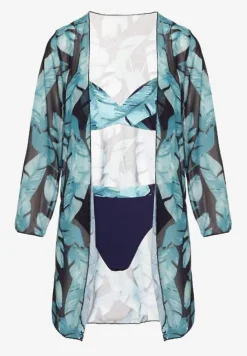 Granatowe Bikini Majtki Figi Biustonosz i Siateczkowa Narzutka Folanisse